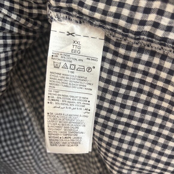 Old Navy Button Off The Shoulder Smocked Blouse Peasant Top Blue Plaid Size XXL - Picture 7 of 7